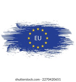Grunge Europe union splash frame with inner flag isolated on white background