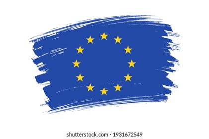 Grunge European Union Flag.Brush Stroke EU Flag.