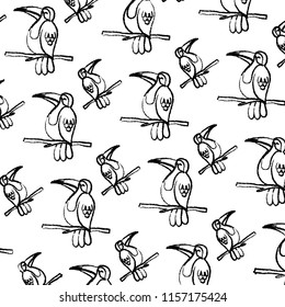 grunge exotic bird with feathers in the branch background