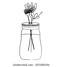 grunge exotic flowers plant inside glass mason