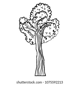 grunge exotic tree stalk with leaves style