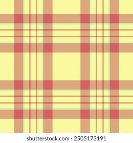 Patrón de Vector de tela Grunge, tartán japonés sin costuras a cuadros. Fondo textil de textura de verificación de suavidad en la paleta de colores amarillo y rojo.