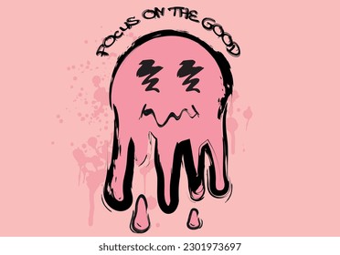 Grunge face drawing.Vector illustration design for fashion graphics, t shirt prints etc