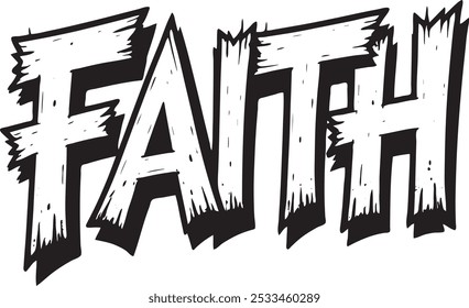 Grunge Faith frase de lettering, vintage t shirt design, Isolado sobre fundo branco, Arquivos para corte Cricut e Silhueta, EPS 10, natureza marrom, vintage, retro, 3d