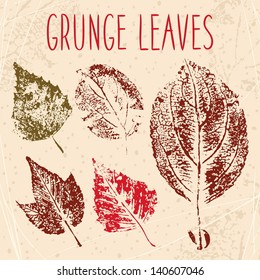 Grunge fallen leaves texture. Eps 8 vector illustration