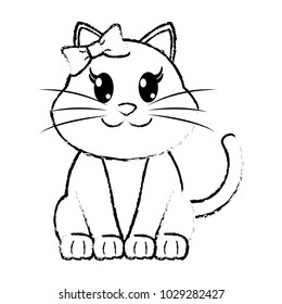grunge female cat cute animal with ribbon bow