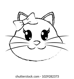 grunge female cat head cute animal