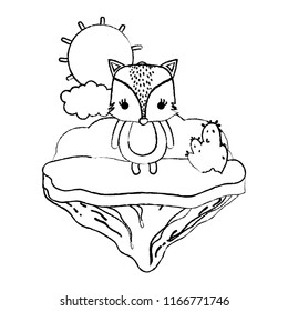 grunge female fox animal in the float island