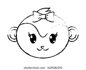 grunge female monkey head cute animal