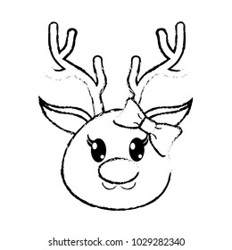 grunge female reindeer head cute animal