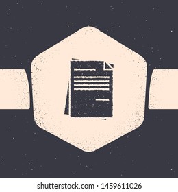 Grunge File document icon isolated on grey background. Checklist icon. Business concept. Monochrome vintage drawing. Vector Illustration
