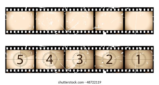 Grunge film strip and countdown