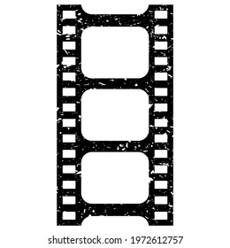 Grunge film strip vector icon isolated on white background, grunge film frame icon, abstract web design element