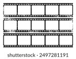 Grunge film strips collection. Old retro cinema movie strip. Video recording. Vector illustration.