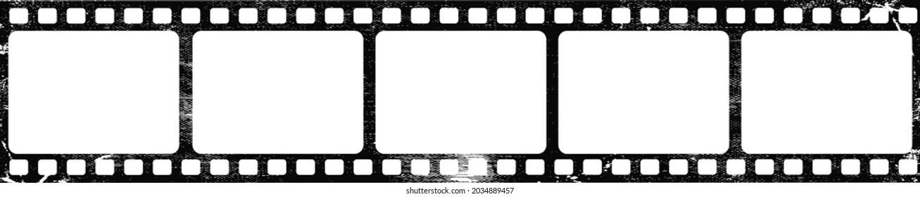 Grunge film strips collection. Old retro cinema movie strip. Video recording. Vector illustration.
