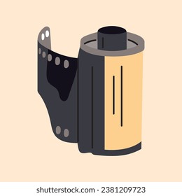 Grunge film strips color icon. Video recording. Vector isolated illustration.
