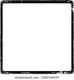 Grunge Film thin Border square black frame vector file empty film negative or picture frame, free pics space, isolated on white