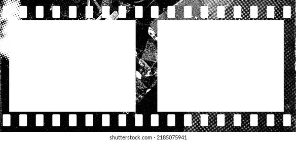 Grunge Filmstrip Border Frame . Film Frame Photo Strip. Camera Roll Vintage Design  .Photo Album. Grunge Effect .Vector