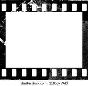 Grunge Filmstrip Border Frame . Film Frame Photo Strip. Camera Roll Vintage Design  .Photo Album. Grunge Effect .Vector