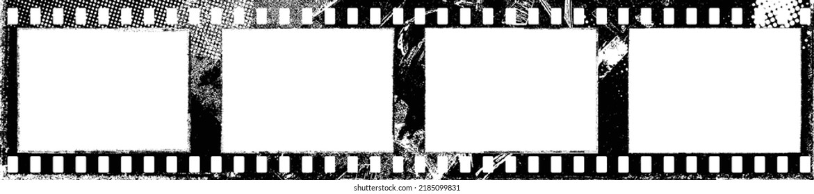Grunge Filmstrip Border Frame . Film frame photo strip. Camera roll vintage design .Photo Album. Grunge effect .Vector