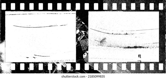 Grunge Filmstrip Border Frame . Film Frame Photo Strip. Camera Roll Vintage Design .Photo Album. Grunge Effect .Vector