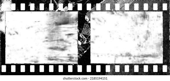 Grunge Filmstrip Border Frame . Film Frame Photo Strip. Camera Roll Vintage Design .Photo Album. Grunge Effect .Vector