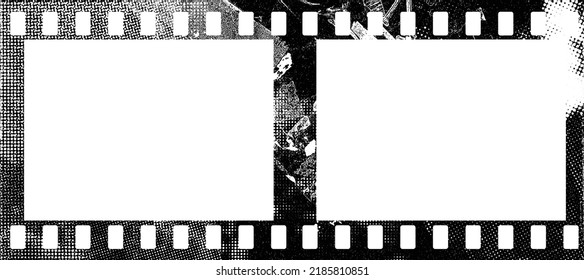 Grunge Filmstrip Border Frame . Film Frame Photo Strip. Camera Roll Vintage Design  .Photo Album. Grunge Effect .Vector