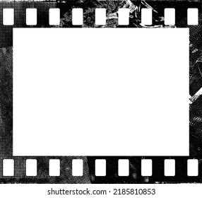 Grunge Filmstrip Border Frame . Film Frame Photo Strip. Camera Roll Vintage Design  .Photo Album. Grunge Effect .Vector