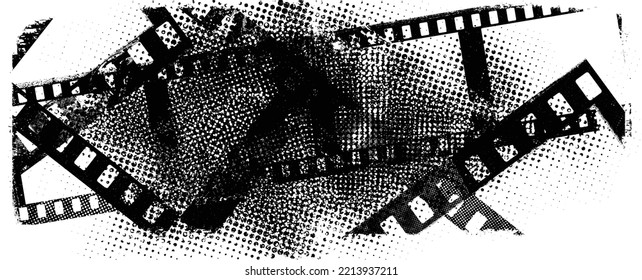 Grunge Filmstrip Border Frame . Film Frame Photo Strip. Camera Roll Vintage Design  .Photo Album. Grunge Effect .Vector