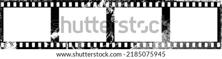 Grunge Filmstrip Border Frame . Film frame photo strip. Camera roll vintage design  .Photo Album. Grunge effect .Vector