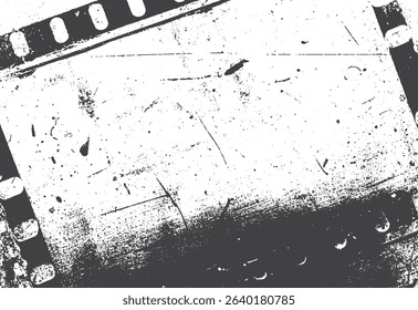 Grunge filmstrip overlay texture with scratches and imperfections for vintage aesthetic designs