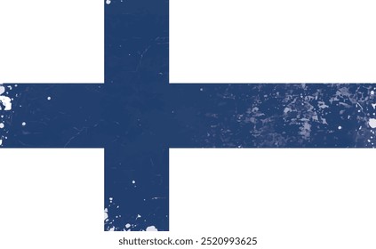 Bandera finlandesa grunge, Ilustración vectorial. La bandera nacional de Finlandia.