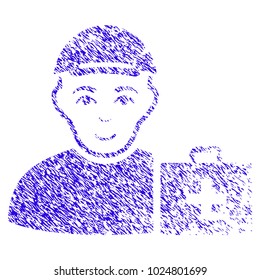 Grunge First Aid Man rubber seal stamp watermark. Icon symbol with grunge design and scratched texture. Unclean vector blue sticker first aid man.