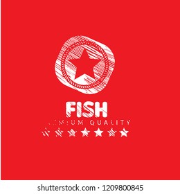 grunge Fish premium quality badge. premium quality package label. vintage stamp. designed for fishing