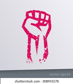 Grunge Fist held high in protest, vector illustration, eps10, easy to edit