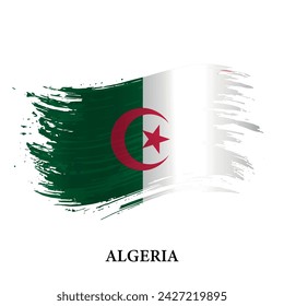 Grunge flag of Algeria, brush stroke vector background 