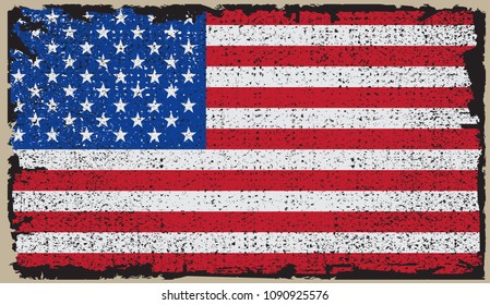Grunge flag of America.Vintage USA flag.Vector illustration.