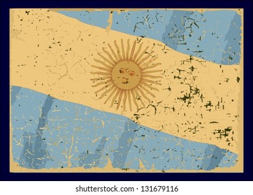 Grunge Flag of Argentina, retro series. White vector