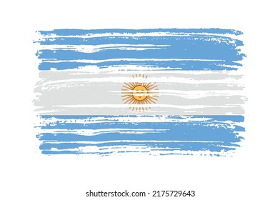 Bandera ondulada de Argentina. Pincel golpeó la bandera argentina.