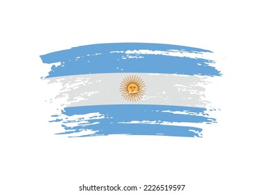 Bandera ondulada de Argentina.Pincel golpeó la bandera argentina.Vector.