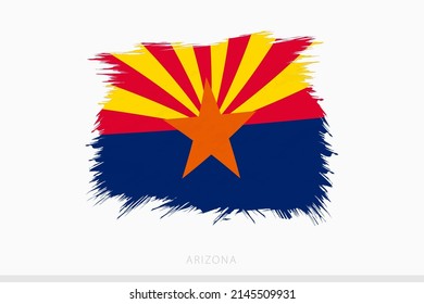 Bandera de Grunge de Arizona, abanderado abstracto vector de la bandera de Arizona sobre fondo gris.