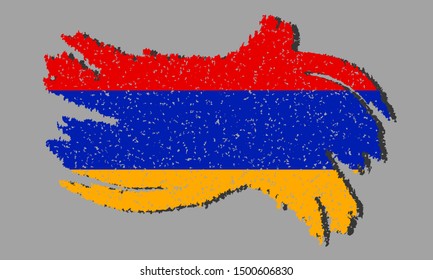 Grunge flag of Armenia, Armenia flag with shadow, vector illustration
