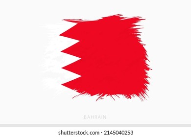 Bandera de Grunge de Bahréin, bandera de Bahréin cepillada abstracta vector sobre fondo gris.