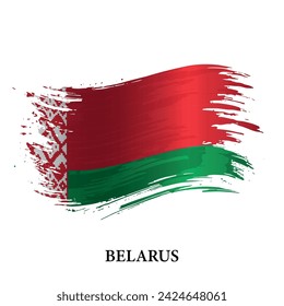 Bandera del grunge de Bielorrusia, fondo del vector del trazo del pincel 
