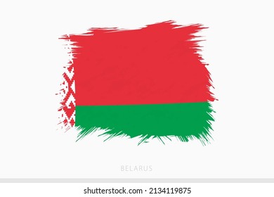 Grunge flag of Belarus, vector abstract grunge brushed flag of Belarus on gray background.