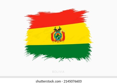 Grunge flag of Bolivia, vector abstract grunge brushed flag of Bolivia on gray background.
