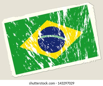 Grunge flag of Brazil. Vector background.