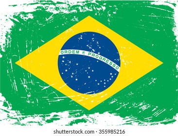 Grunge flag of Brazil.Brazil vintage flag.