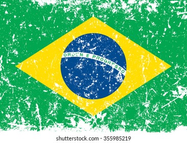 Grunge flag of Brazil.Brazil vintage flag.