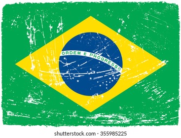 Grunge flag of Brazil.Brazil vintage flag.